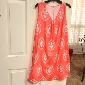 Orange and white XL womens sleeveless dress